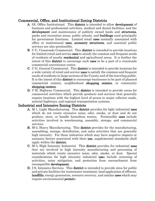 [Commercial, Office, and Institutional Zoning Districts and Industrial and Intensive Zoning Districts]