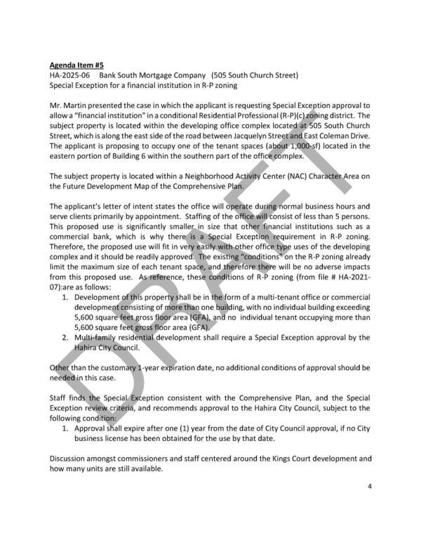 [HA-2025-06 Bank South Mortgage Company (505 South Church Street)]