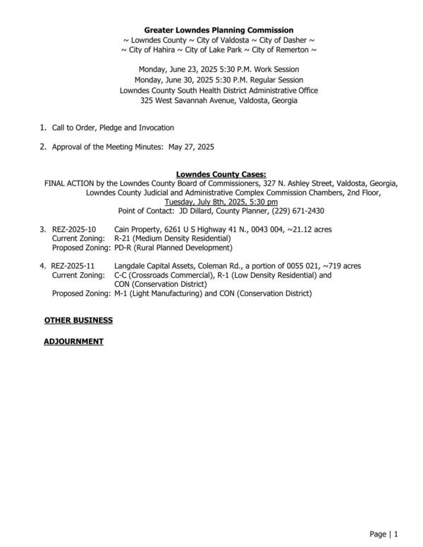 [Two Lowndes County rezonings]