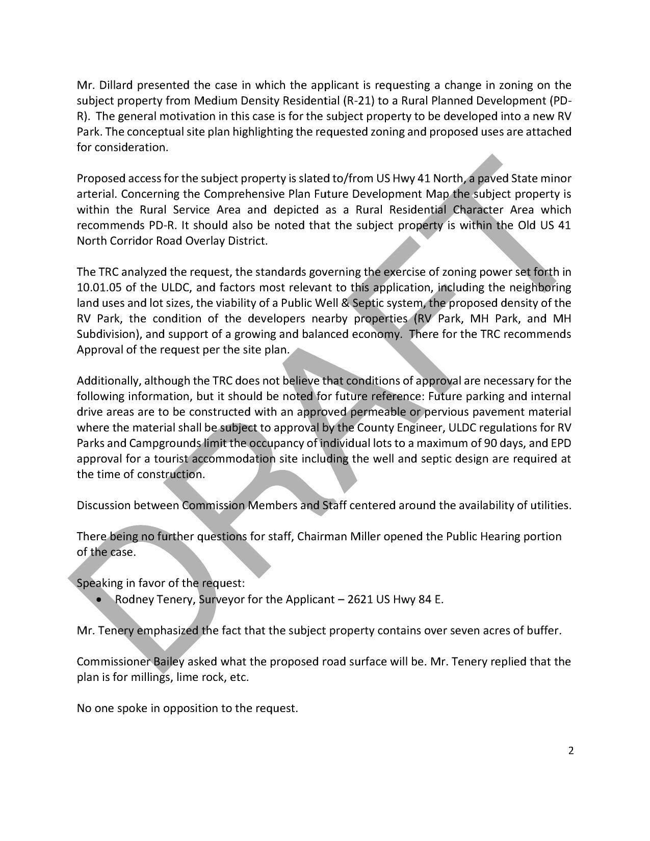 No one spoke in opposition to the request.