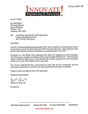 [Please accept and approve this CUP application, signed William D. Kent, PE]
