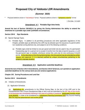 [Amendment #1: Portable Sign time limits; Amendment #2: Application submittal deadlines]