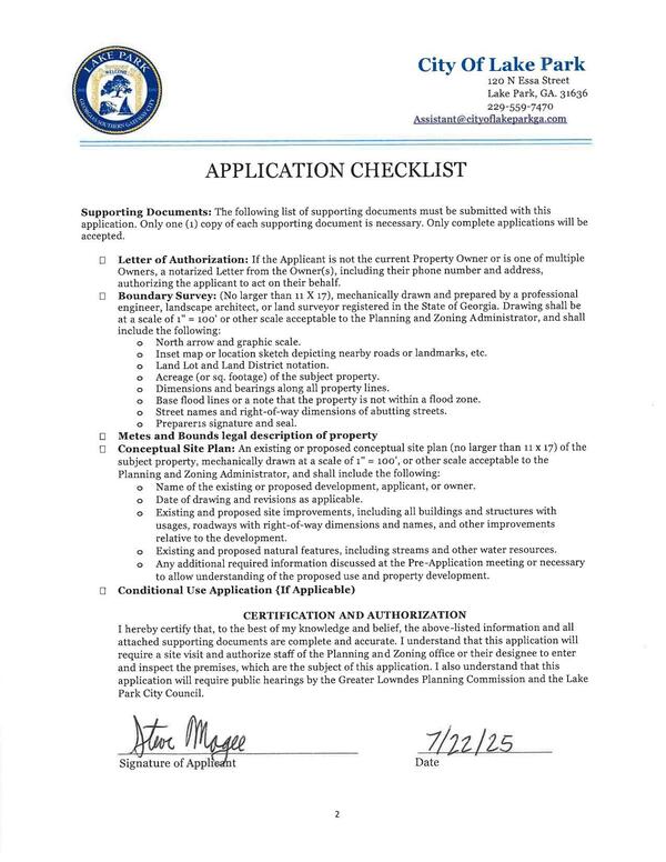 [APPLICATION CHECKLIST]