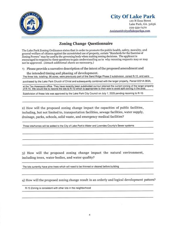 [Zoning Change Questionnaire]