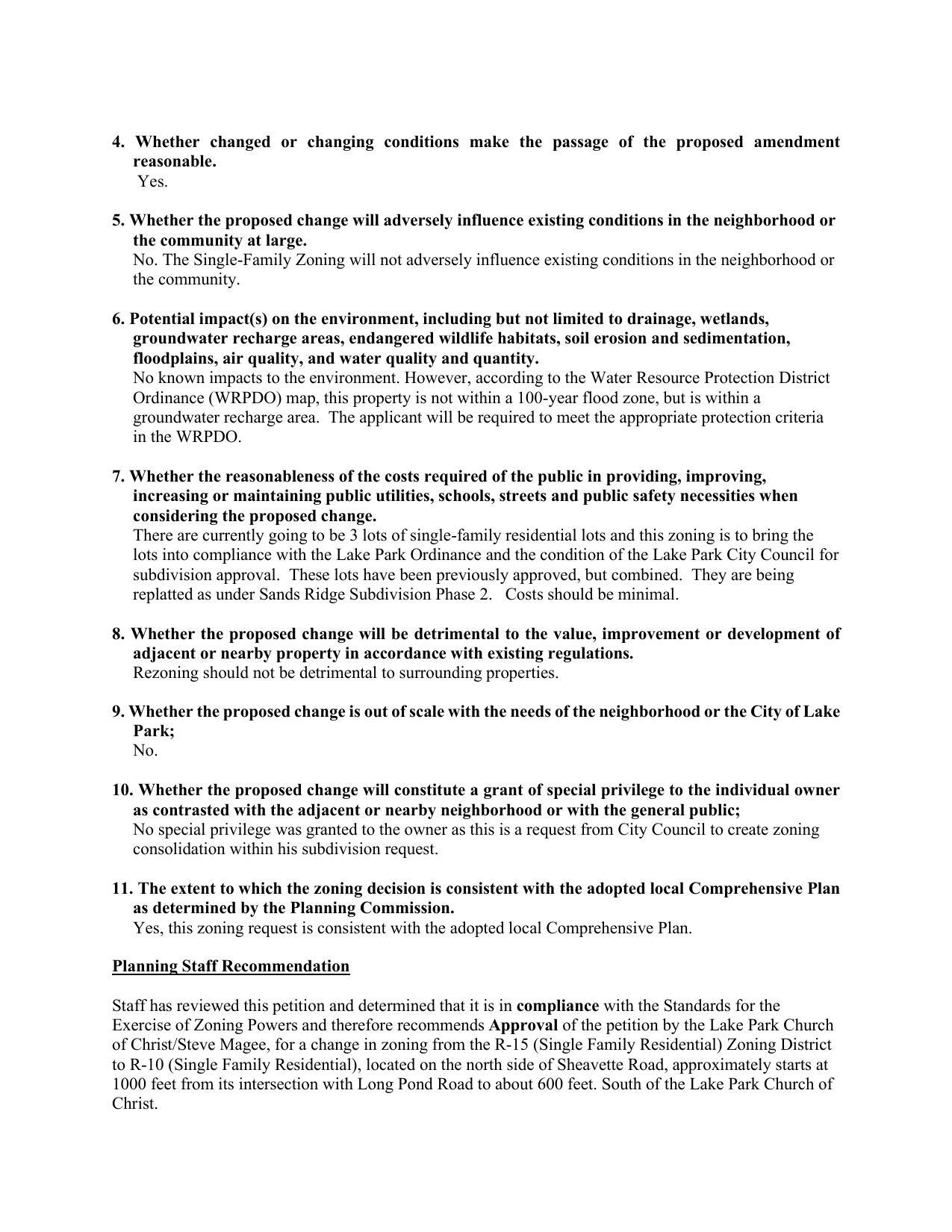 Planning Staff Recommendation: Approval