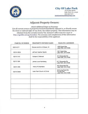 [Adjacent Property Owners:]