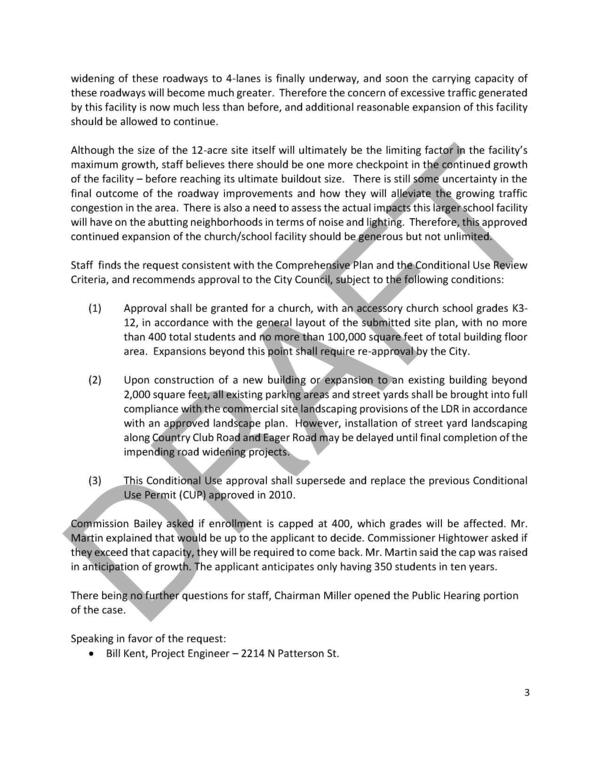 congestion in the area. There is also a need to assess the actual impacts this largenschool facility