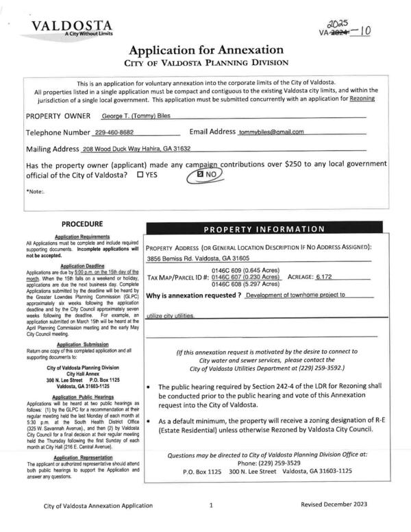 Application for Annexation