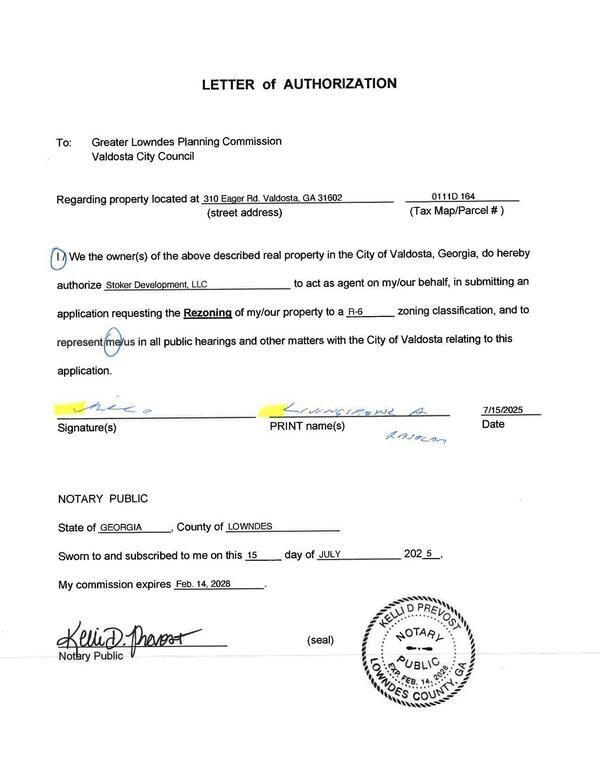 Livingston A Rasolam(?) LETTER of AUTHORIZATION