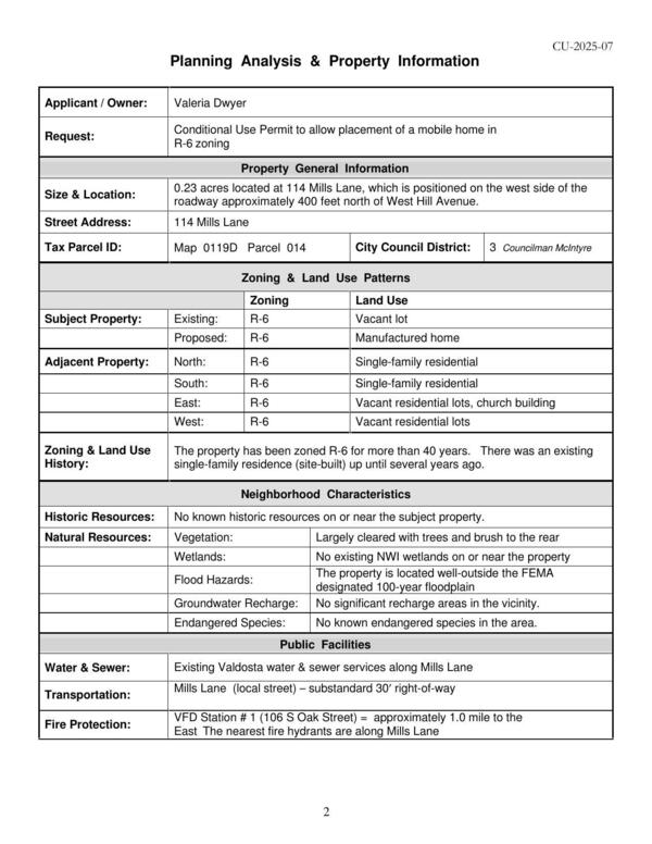 Planning Analysis & Property Information