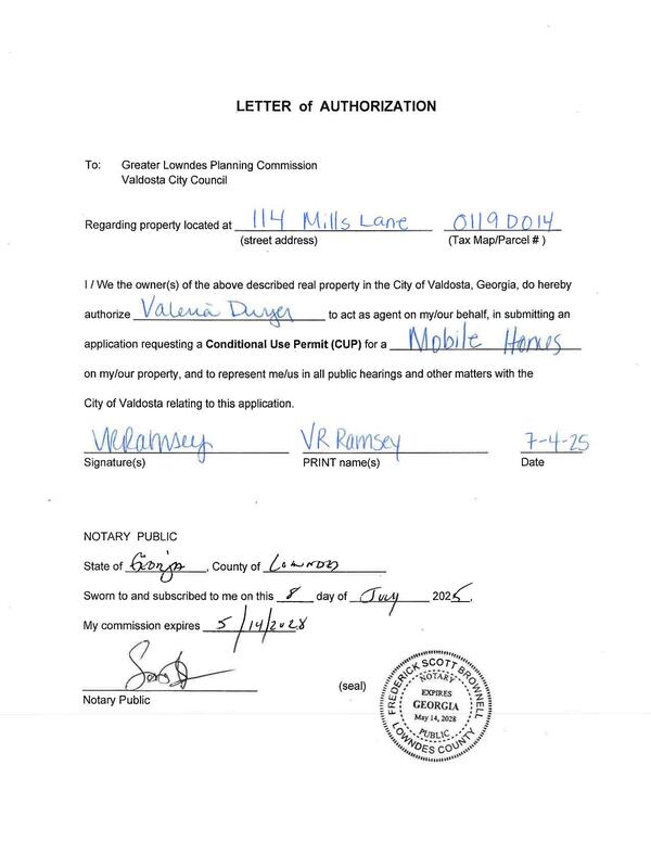 VR Ramsey LETTER of AUTHORIZATION