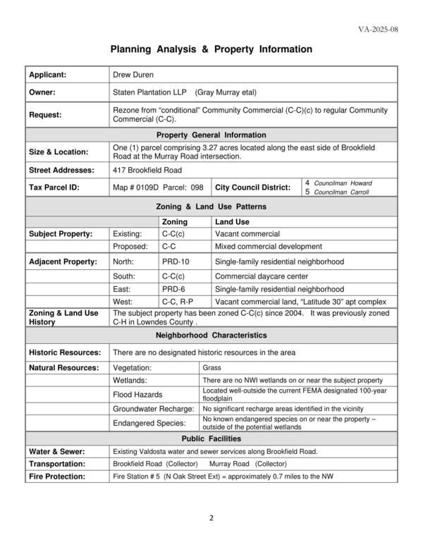 Planning Analysis & Property Information