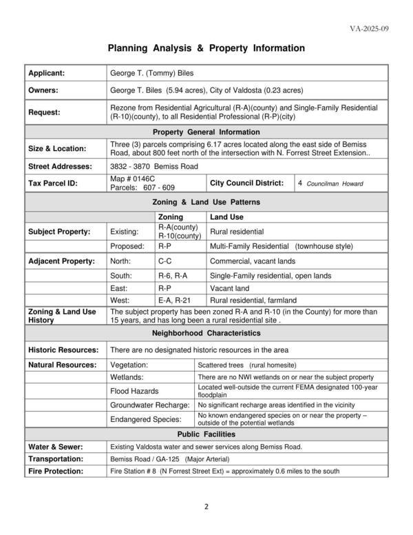 Planning Analysis & Property Information