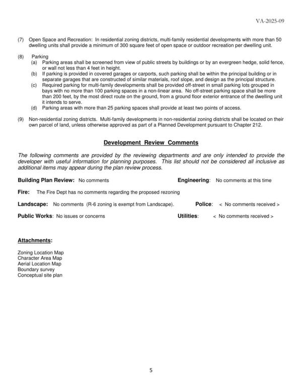 Development Review Comments