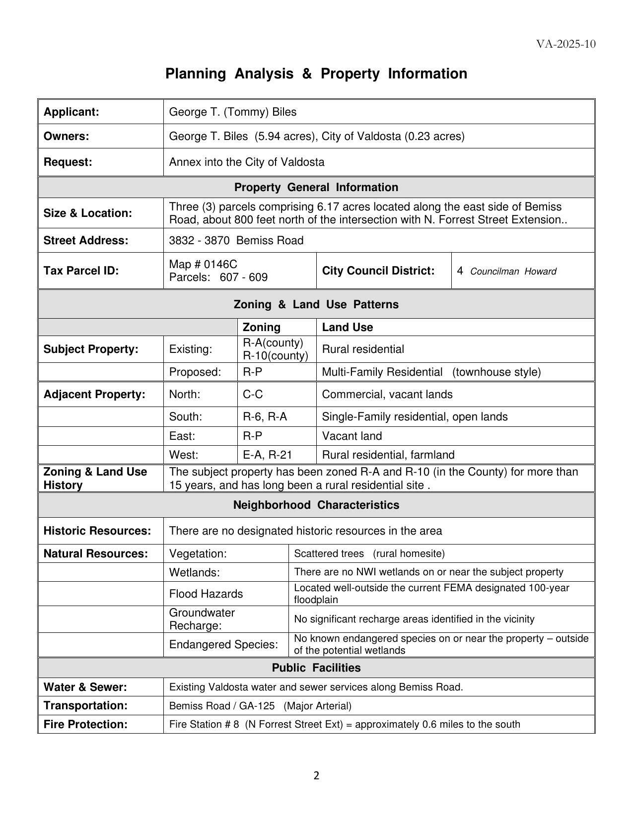 Planning Analysis & Property Information