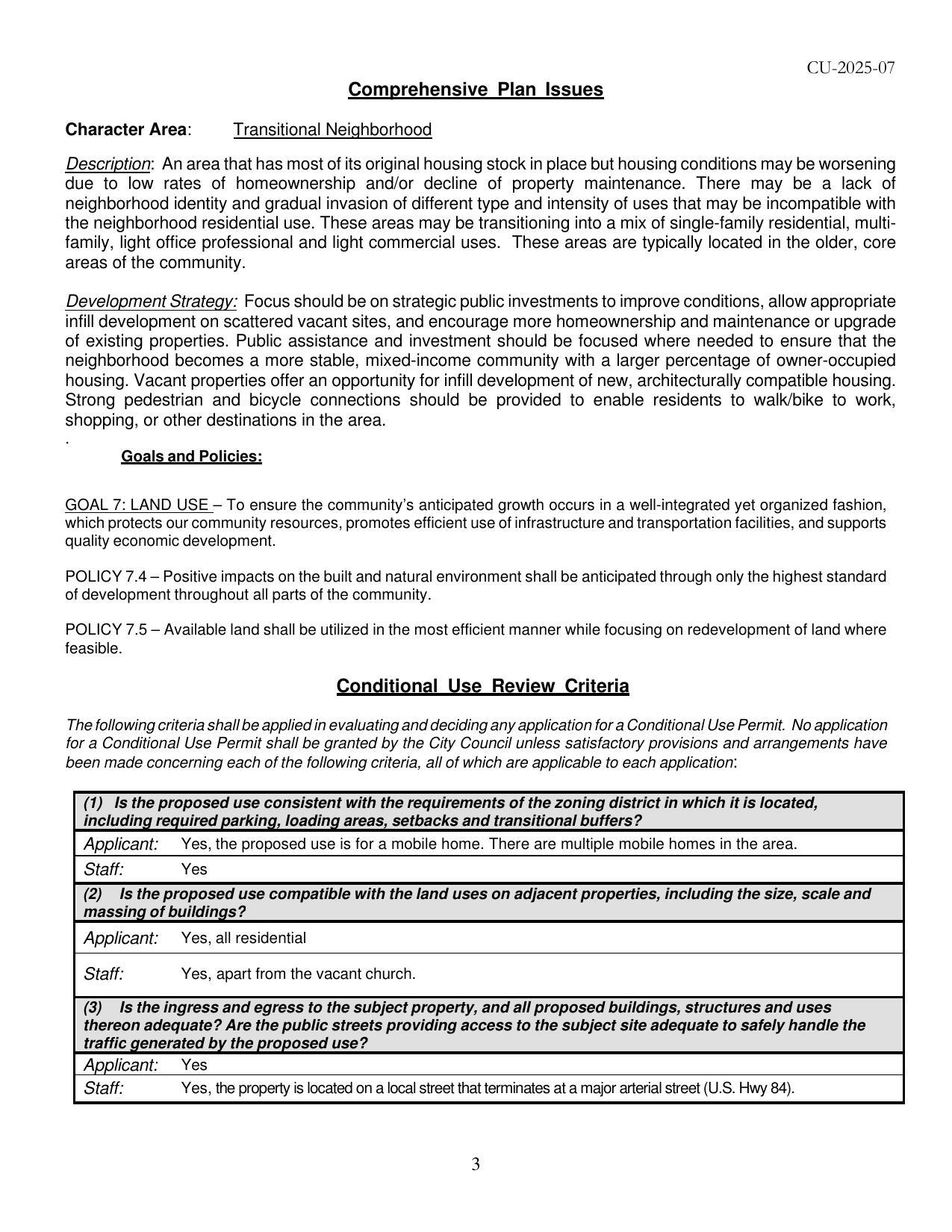 Comprehensive Plan Issues