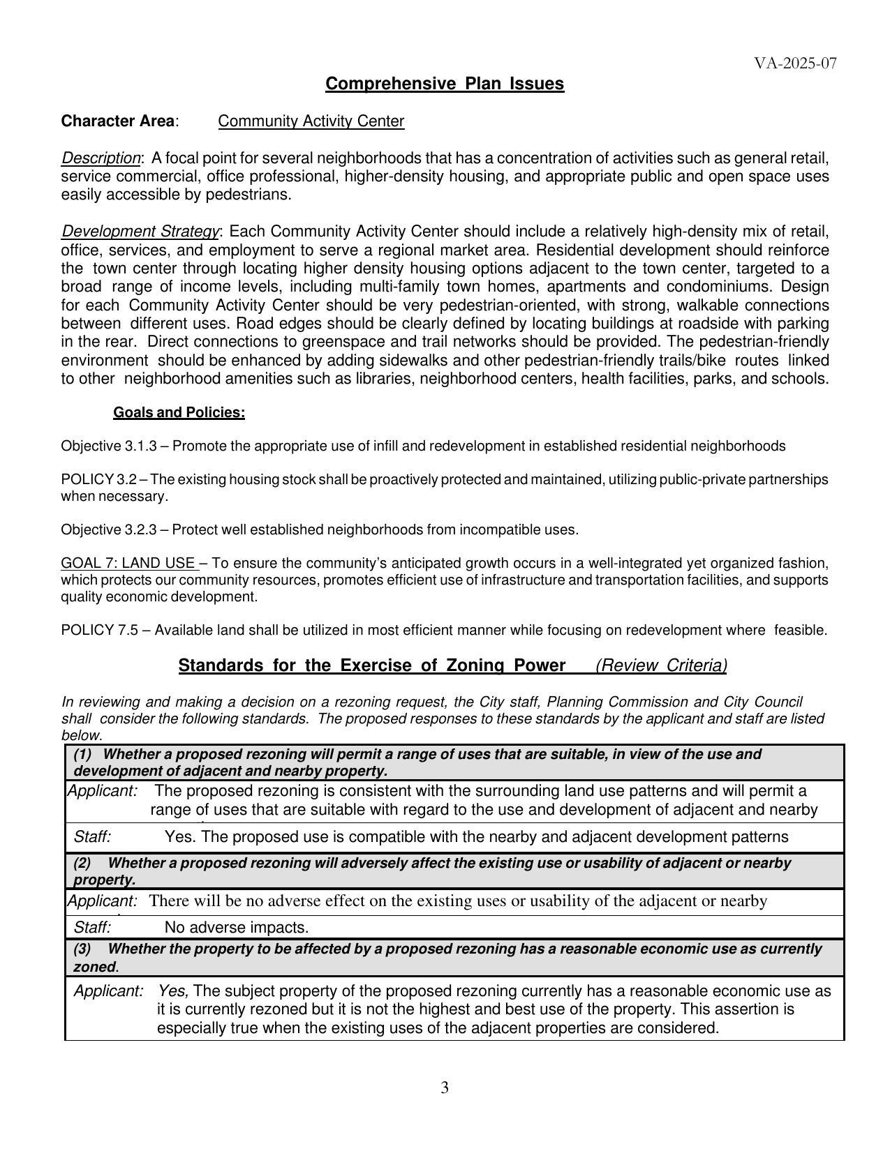 Comprehensive Plan Issues