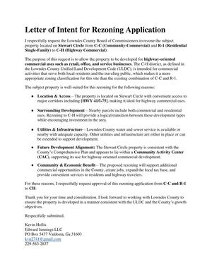 [Letter of Intent for Rezoning Application --Kevin Hollis]