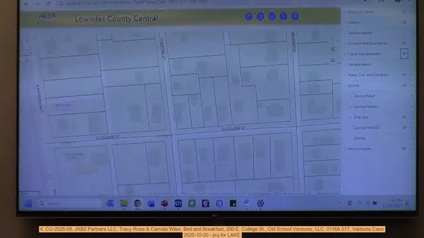 [Movie: 4. CU-2025-08, JKB2 Partners LLC, Tracy Rose & Camala Wiles, Bed and Breakfast, 200 E. College St., Old School Ventures, LLC, 0116A 017, Valdosta Case, 2025-10-20 --jsq for LAKE]