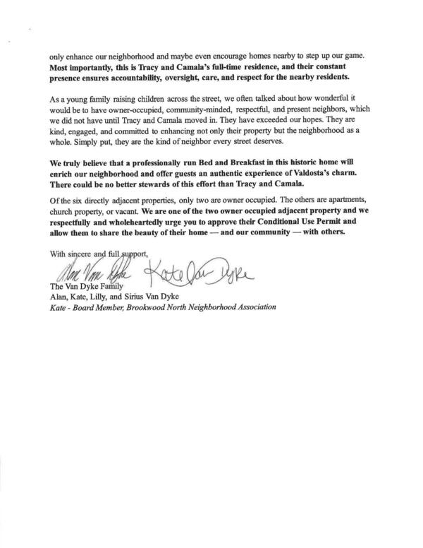 We are one of the two owner occupied adjacent property and we....