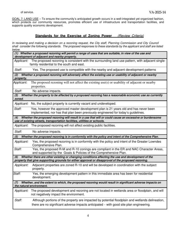 Standards for the Exercise of Zoning Power (Review Criteria)