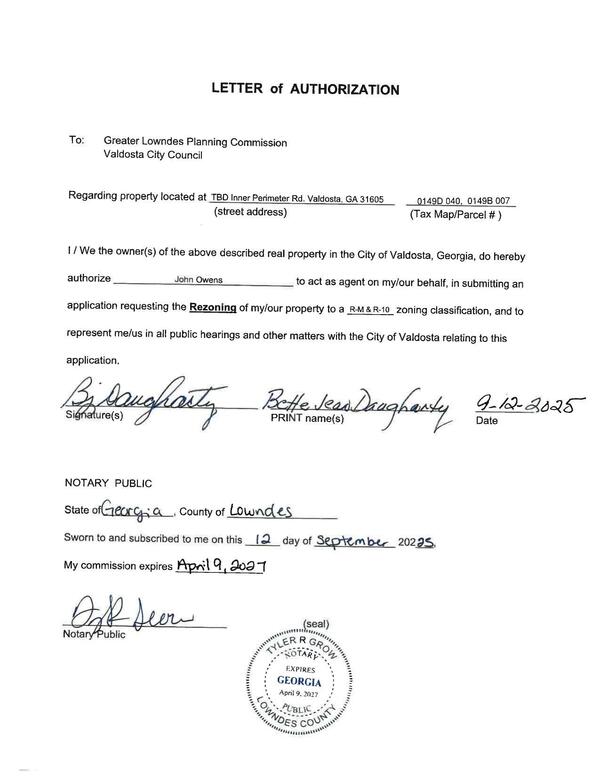 Betty Jean Daugharty LETTER of AUTHORIZATION