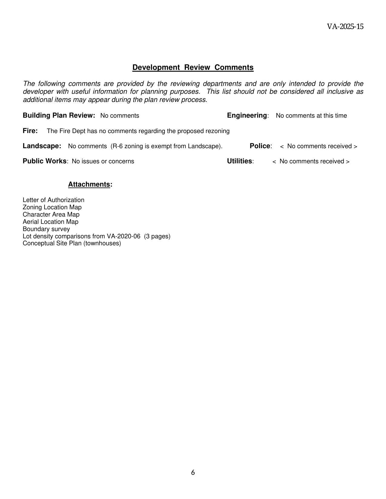Development Review Comments