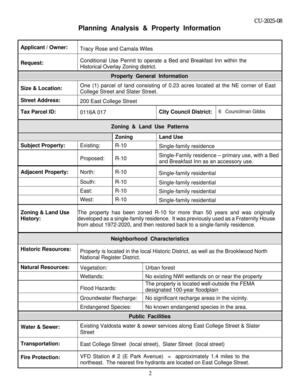 [Planning Analysis & Property Information]