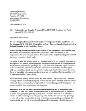[The Van Dyke Family, Adjacent Owner-Occupied Property: FULL SUPPORT Conditional Use Permit]