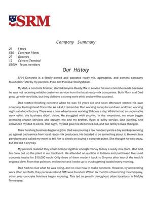 [SRM Concrete Company Summary]