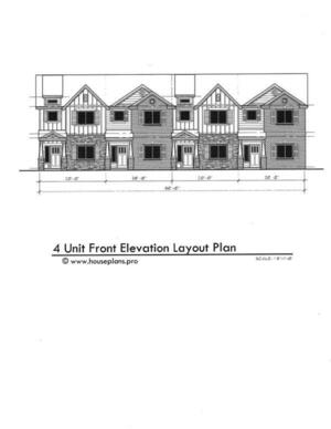[4 Unit Front Elevation Layout Plan]