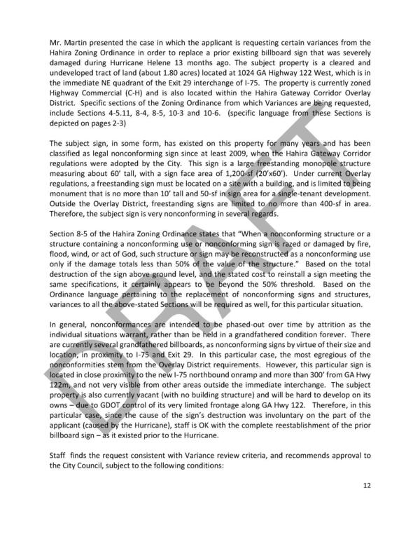 located in close proximity to the new I-75 northbound onramp and more than 300’ from GA Hwy