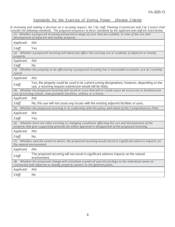 Standards for the Exercise of Zoning Power