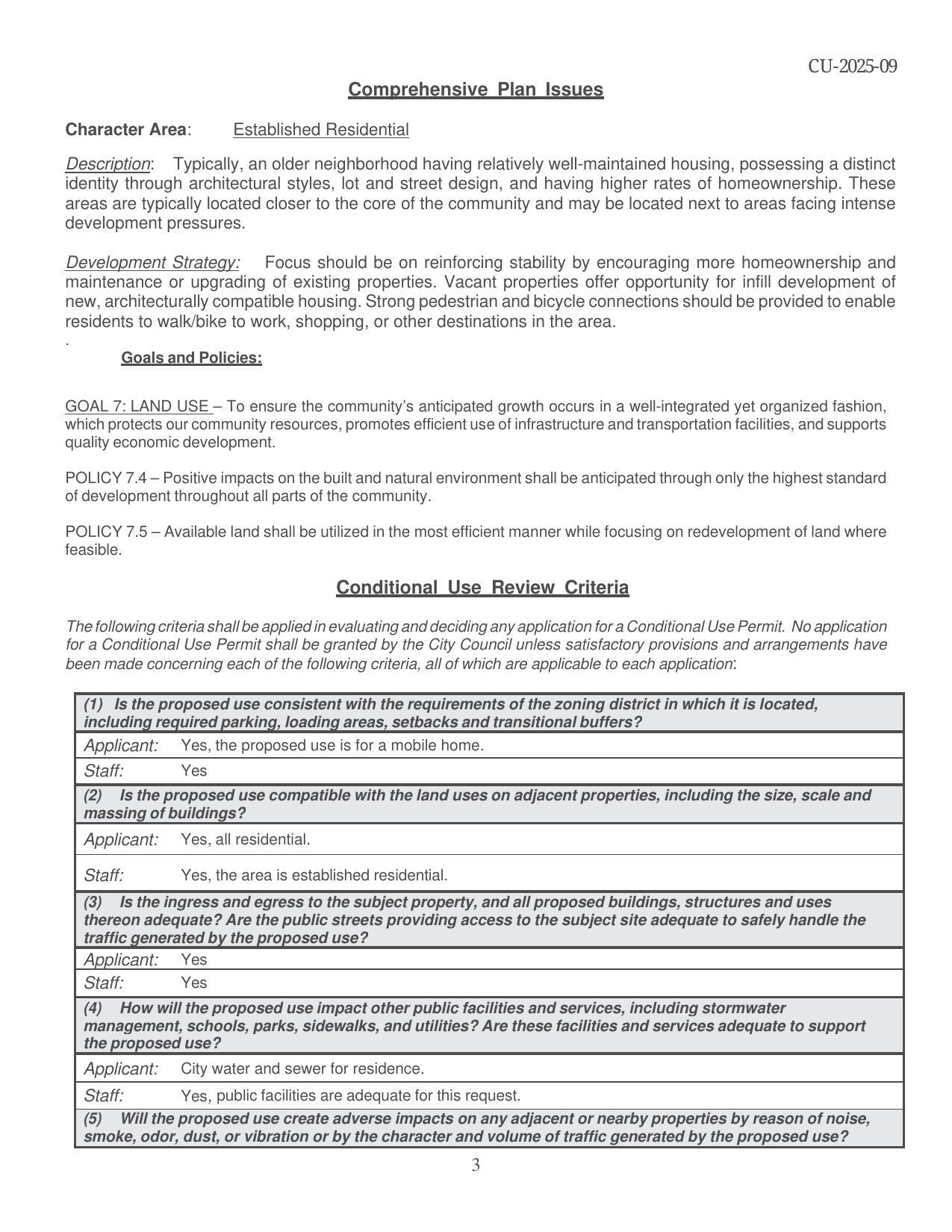 Comprehensive Plan Issues