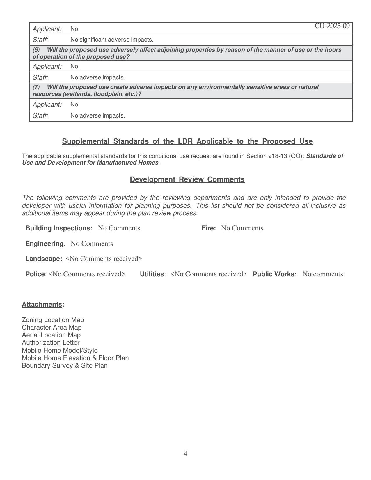 Development Review Comments