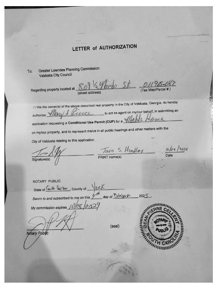 LETTER of AUTHORIZATION from Tavis S. HIndley for Mary S. Pierce