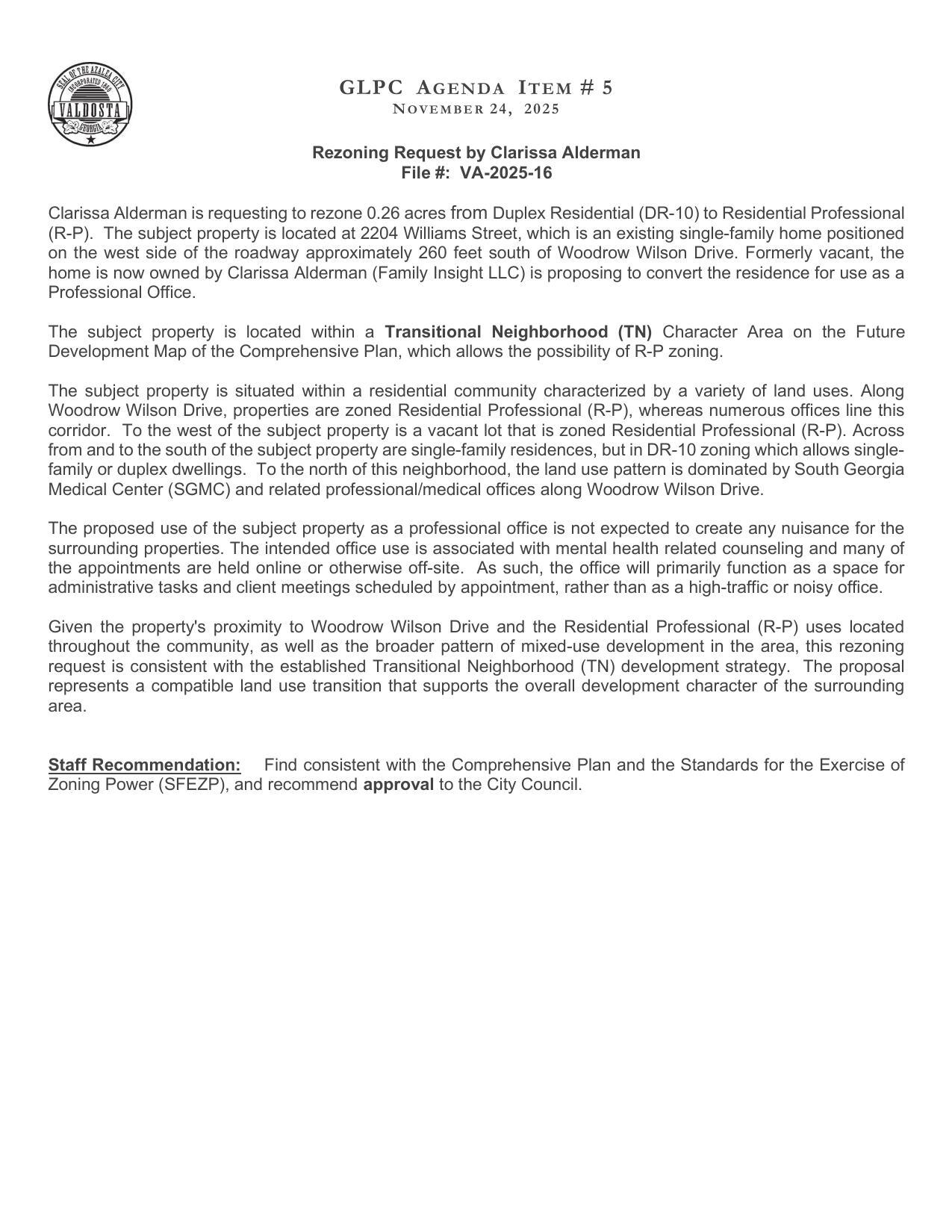 to convert the residence for use as a