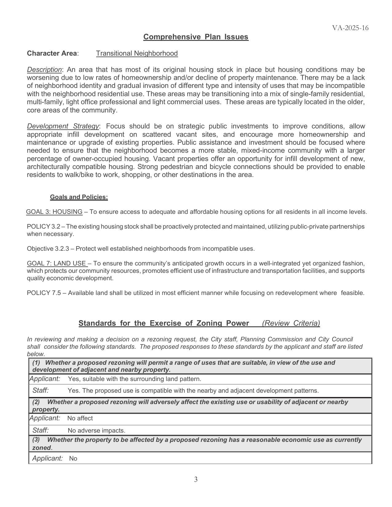 Comprehensive Plan Issues