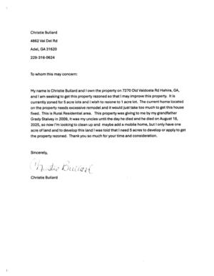 [Zoning request from Christie Bullard]