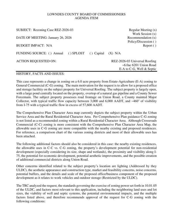 [to allow for a proposed office and storage facilitiy on the subject property for Universal Roofing.]