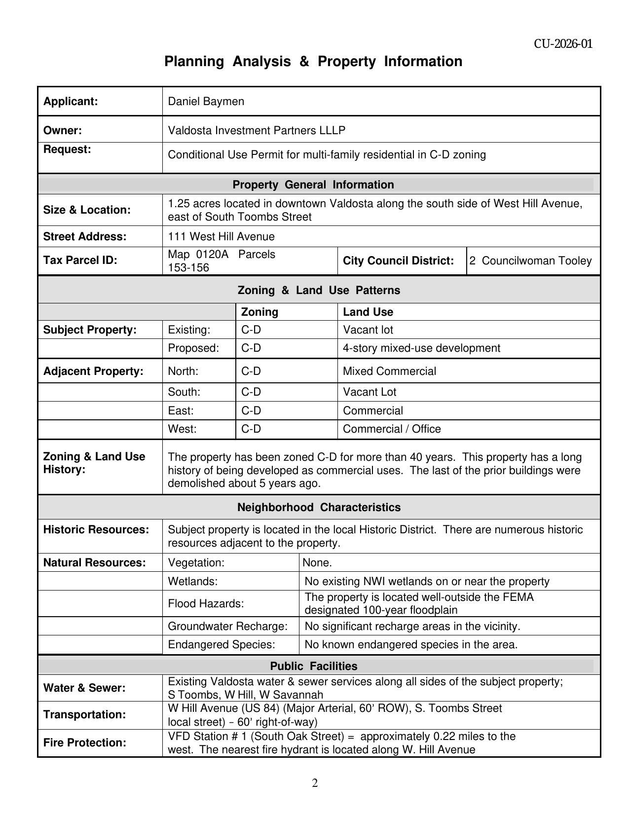 Planning Analysis & Property Information