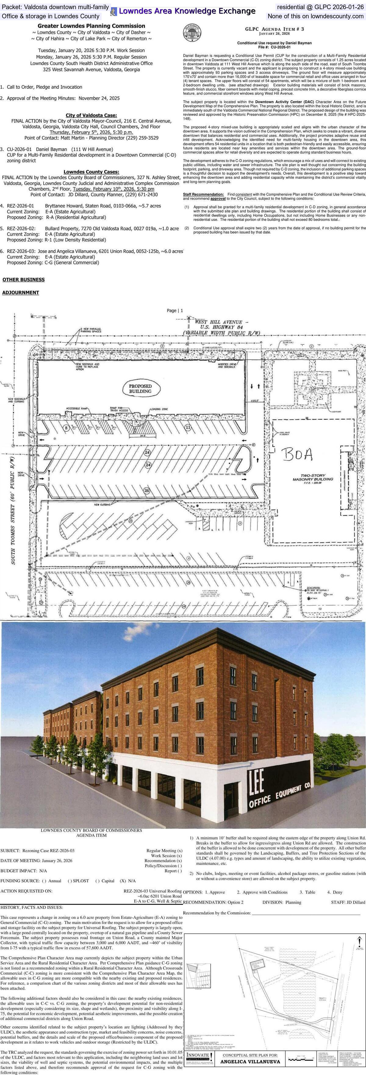 [Packet: Valdosta downtown multi-family residential @ GLPC 2026-01-26, Office & storage in Lowndes County; None of this on lowndescounty.com]