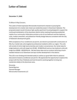 [Letter of Intent from Daniel Bayman]