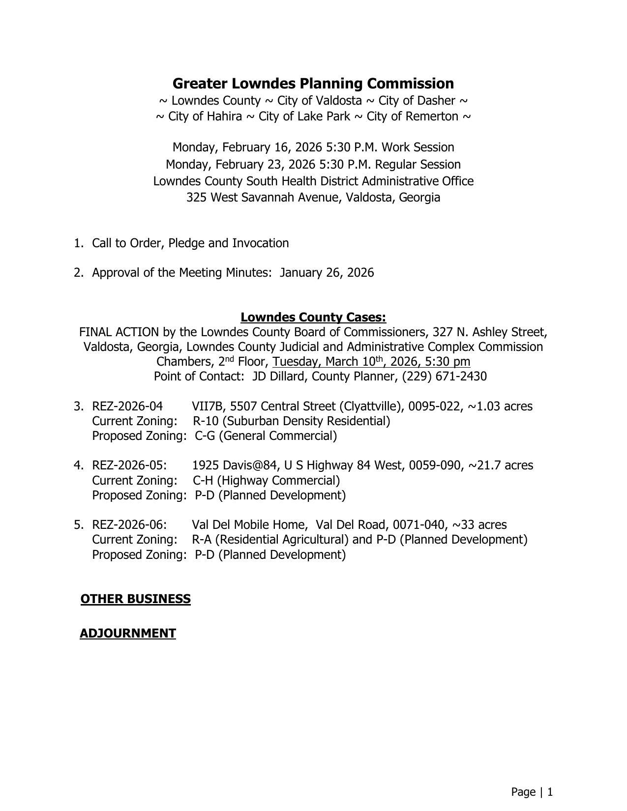 Three Lowndes County rezonings