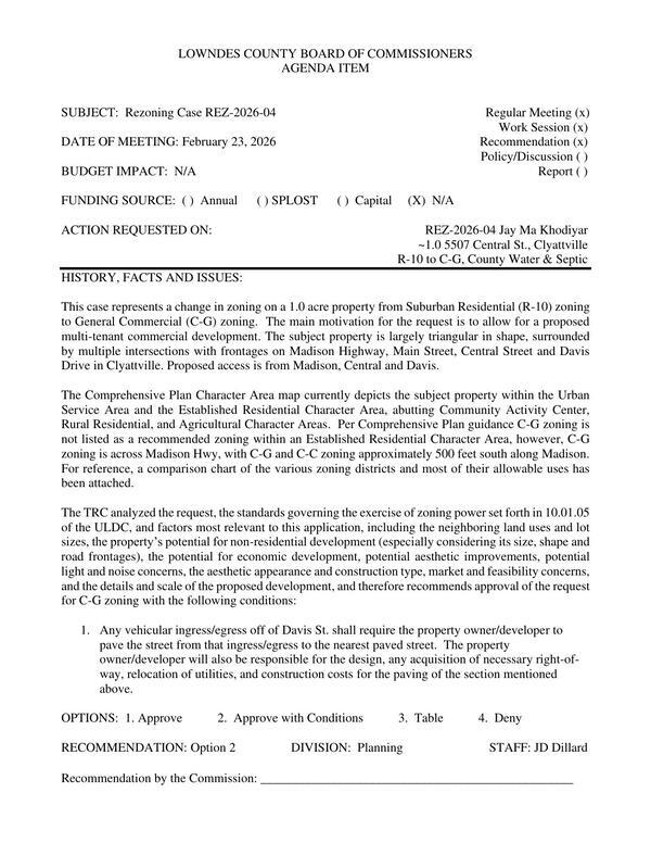 [to allow for a proposed multi-tenant commercial development.]