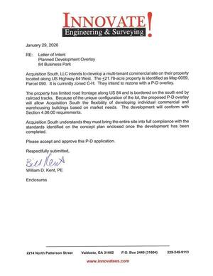 [Letter of Intent from William D. Kent, PE]