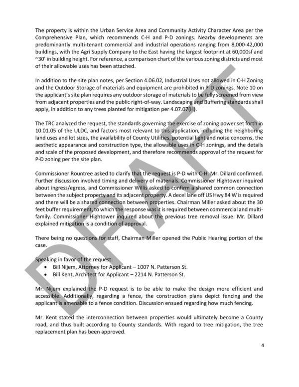 In addition to the site plan notes, per Section 4.06.02, Industrial Uses not allowed in C-H Zoning