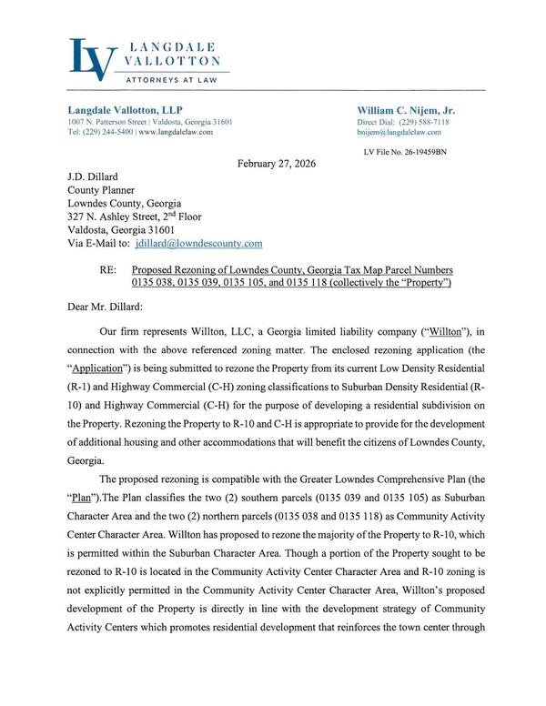 Rezoning proposal from Langdale Vallotton, LLP