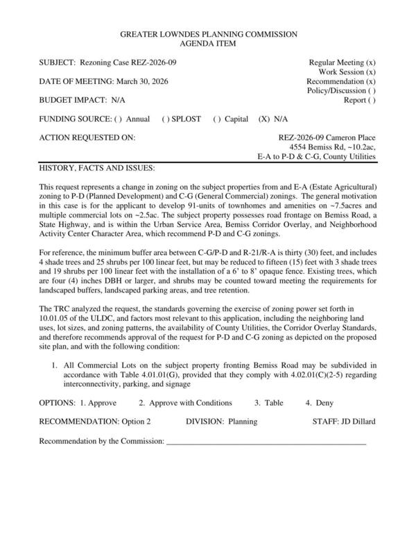 [to develop 91-units of townhomes and amenities on ~7.5acres and multiple commercial lots on ~2.5ac.]