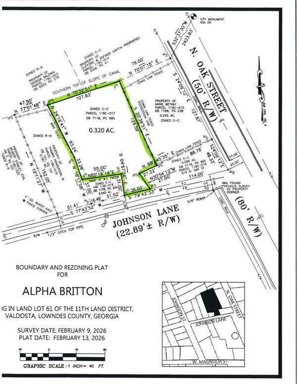 Map: Boandary and Rezoning Plat for Alpha Britton